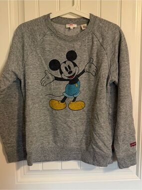 Levi's Gray Crewneck Sweatshirt with Mickey Mouse Graphic x Disney